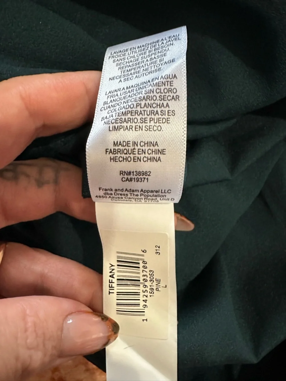 Dress the Population Tiffany One-Shoulder Pine Green Midi Dress - Size L NWT